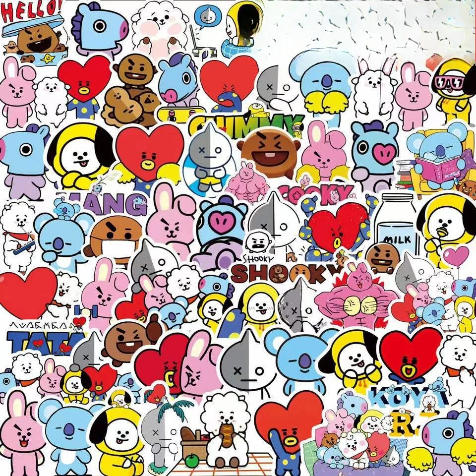 Evoker Cosplay Prop - Kawaii BT21 Aufkleber für Koffer Laptops